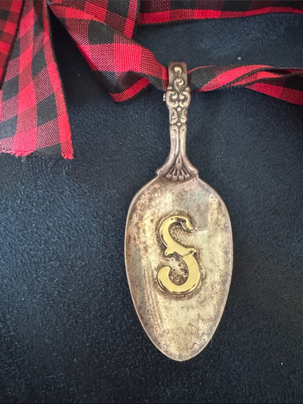 Spoon made into a drop pendant- place on ribbon or chain for necklace!